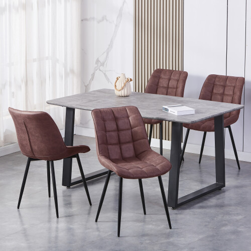 MCC (BROWN) 2Pcs Faux Matte Suede Leather Dining Chairs Alba 2