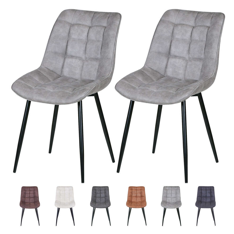 (LIGHT GREY) 2Pcs Faux Matte Suede Leather Dining Chairs Alba