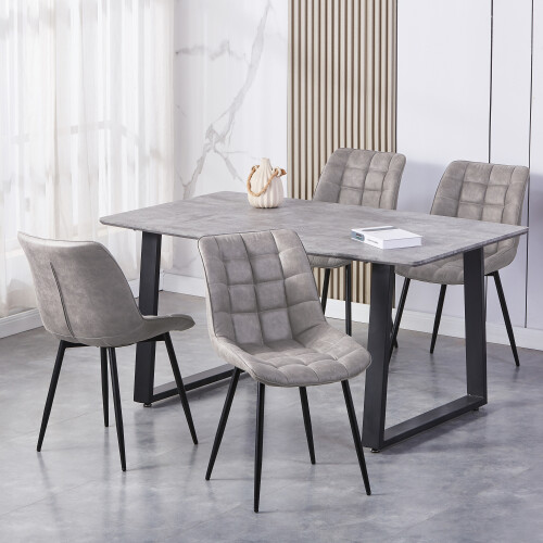MCC (LIGHT GREY) 2Pcs Faux Matte Suede Leather Dining Chairs Alba 2
