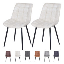 (BEIGE) 2Pcs Faux Matte Suede Leather Dining Chairs Alba