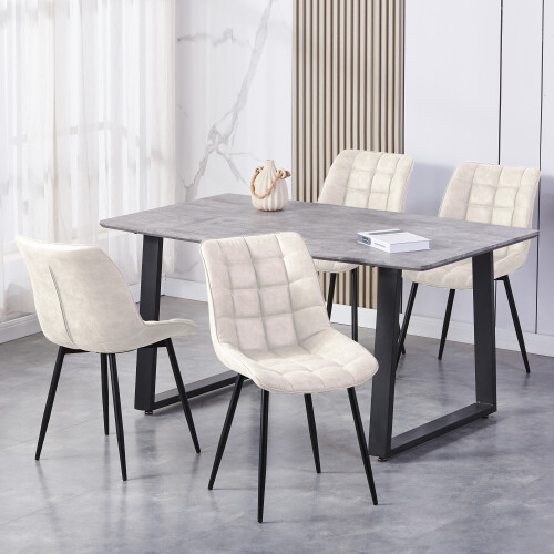 MCC (BEIGE) 2Pcs Faux Matte Suede Leather Dining Chairs Alba 2