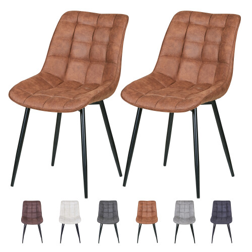 MCC (TAN) 2Pcs Faux Matte Suede Leather Dining Chairs Alba