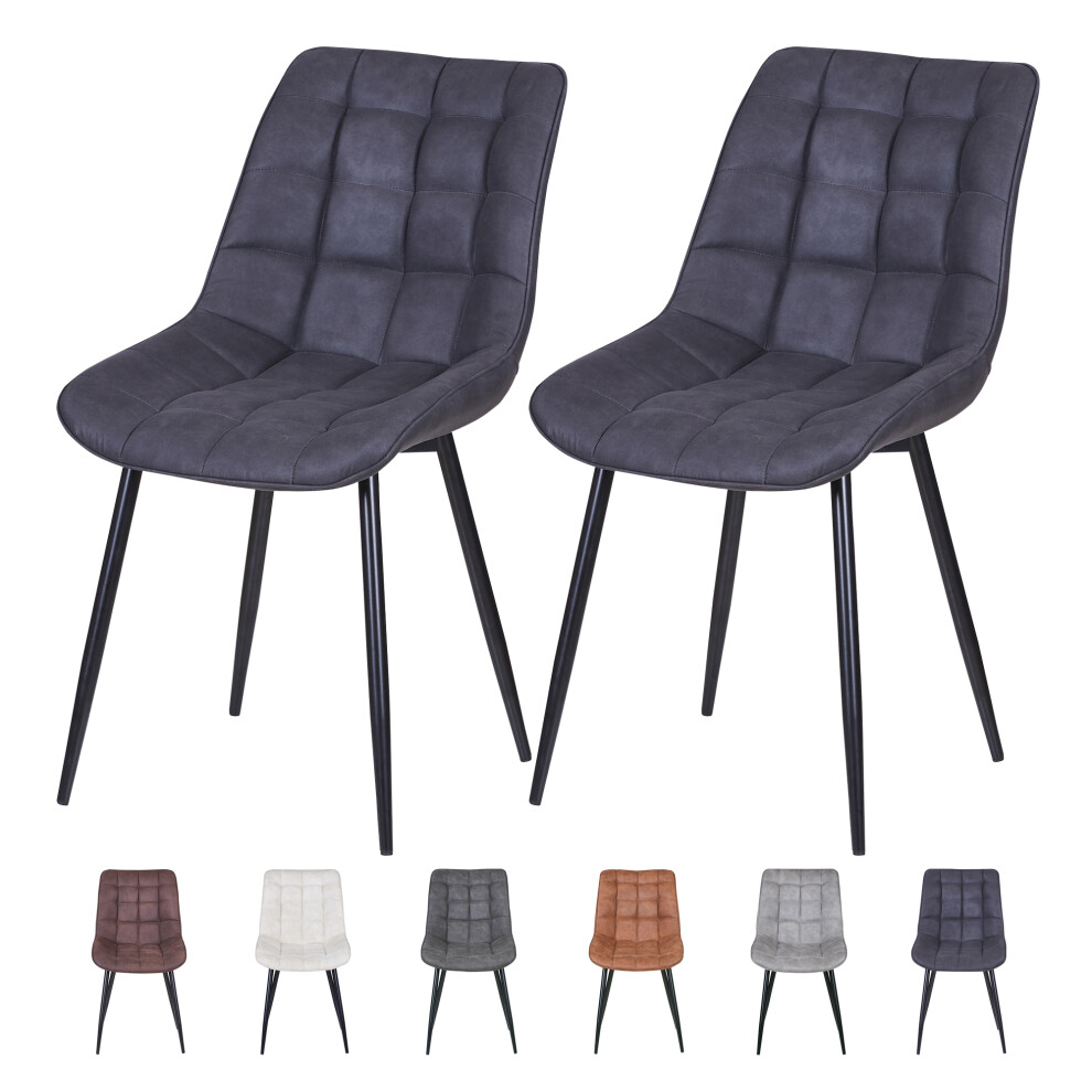 Mcc (Slate) 2Pcs Faux Matte Suede Leather Dining Chairs Alba