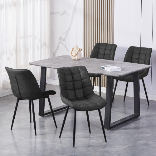 MCC (SLATE) 2Pcs Faux Matte Suede Leather Dining Chairs Alba 2