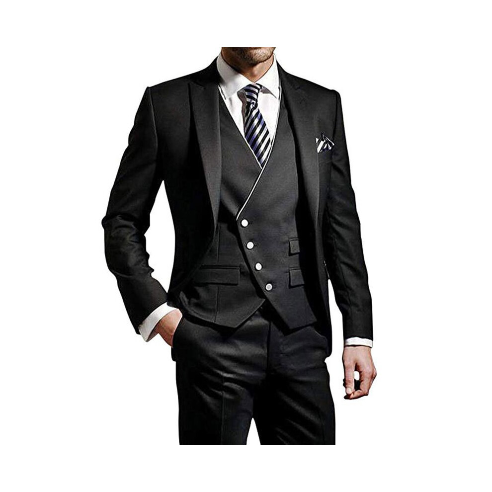 (black, 7XL) Men's Suits Slim Fit, 3 Piece Suit for Men Tuxedo Suit Set