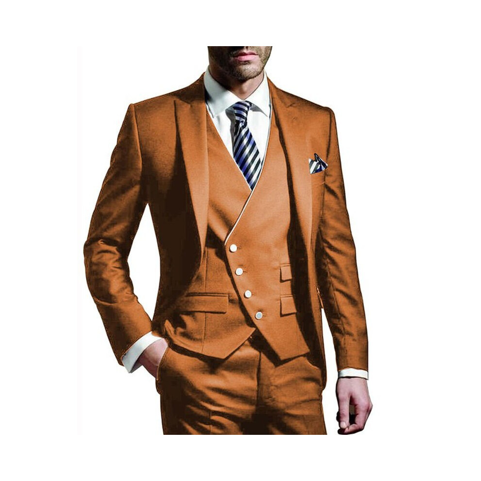 (brown, XXL) Men's Suits Slim Fit, 3 Piece Suit for Men Tuxedo Suit Set