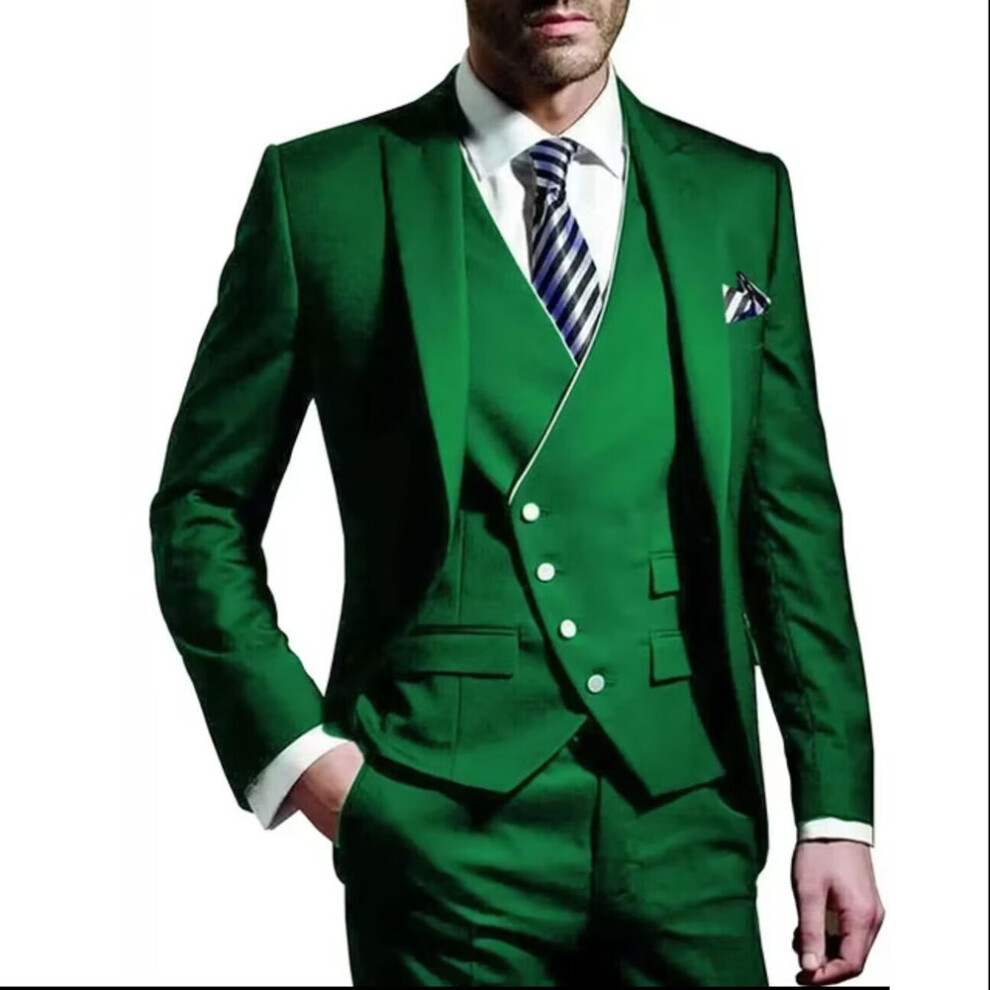 (green, XL) Men's Suits Slim Fit, 3 Piece Suit for Men Tuxedo Suit Set