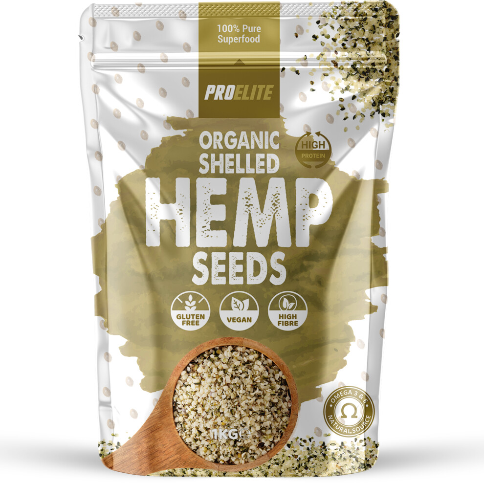 Proelite (1Kg) Organic Shelled Hemp Seeds Gluten Free Vegan