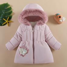 (Pink, 1-2Years) Baby Kids Girls Coat Parka Jacket Warm Fleece UK