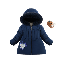 (Navy Blue, 3-4Years) Baby Kids Girls Coat Parka Jacket Warm Fleece UK