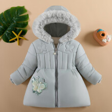 (Grey, 3-4Years) Baby Kids Girls Coat Parka Jacket Warm Fleece UK