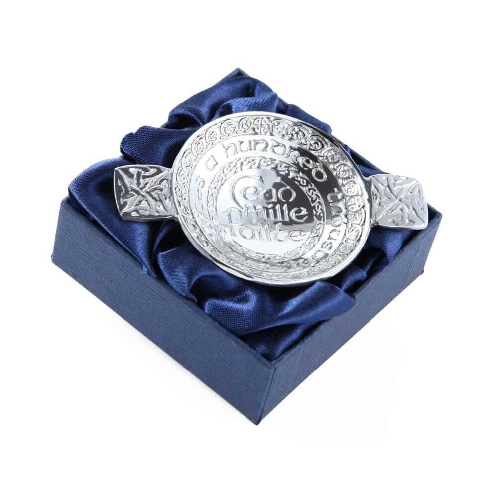 Pewter Mini "Ceud Mille Failte" - A Hundred Thousand Welcomes Toasting Quaich Pewtermill