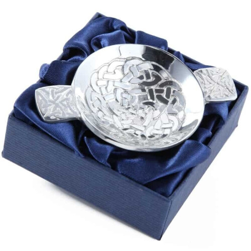 Mini Celtic Knot Interlace Design Scottish Pewter Toasting Bowl Quaich