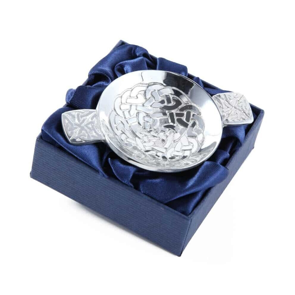 Mini Celtic Knot Interlace Design Scottish Pewter Toasting Bowl Quaich Pewtermill