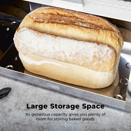 Tower Tower Solitaire Bread Bin, Stainless Steel, White T826206WHT 2