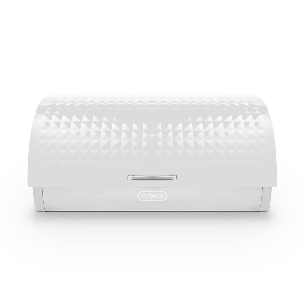 Tower Solitaire Bread Bin, Stainless Steel, White T826206wht