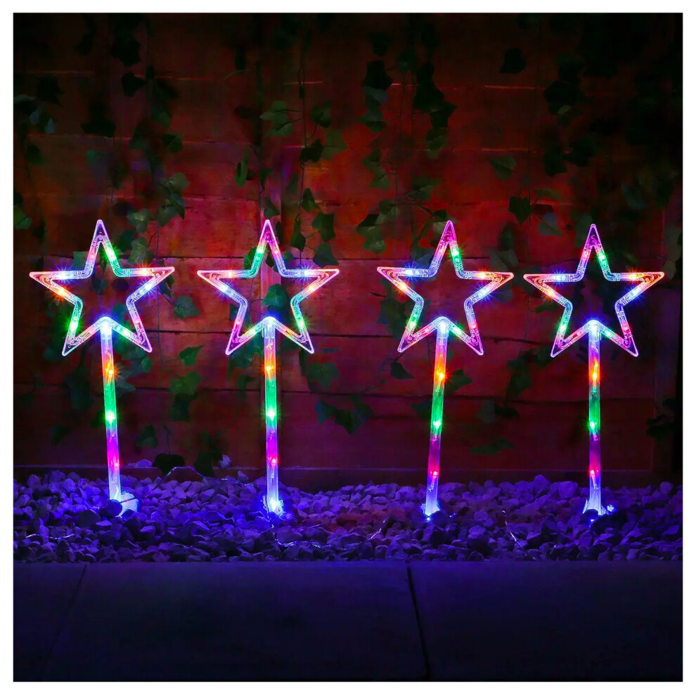 4-Pack Star Xmas Pathway Lights Stake Outdoor 40 LED Multi-Color