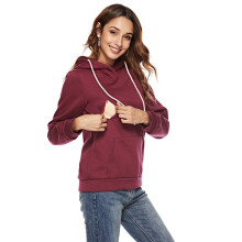 (M) Women Maternity Hooded Sweatshirts Autumn Winter Fashion Solid Color Fleece Breastfeeding Hoodies Premama Nursing Pullovers Tops