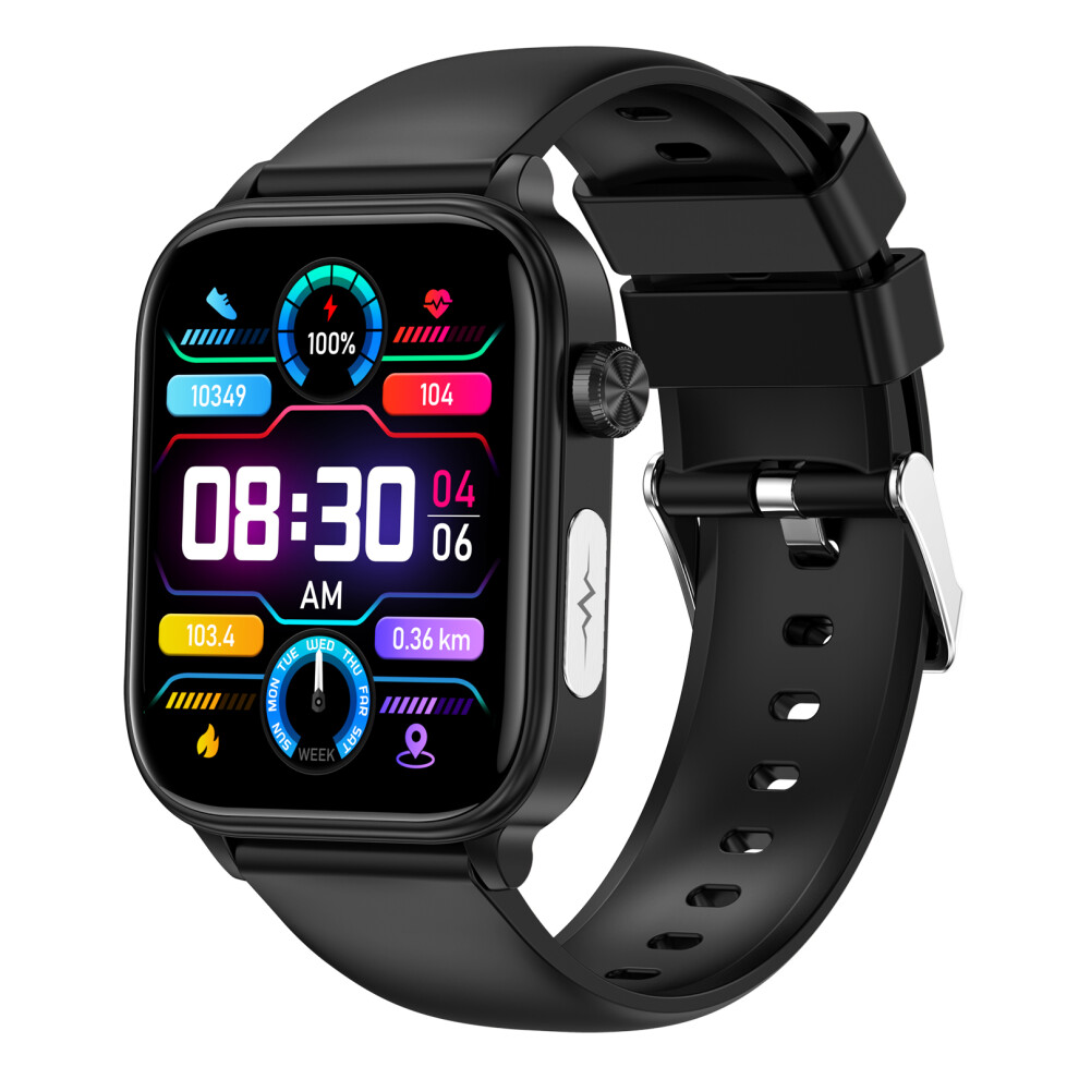 (Black) Smart Watch Blood Glucose ECG Uric Acid Blood Pressure Lipid Health Monitor