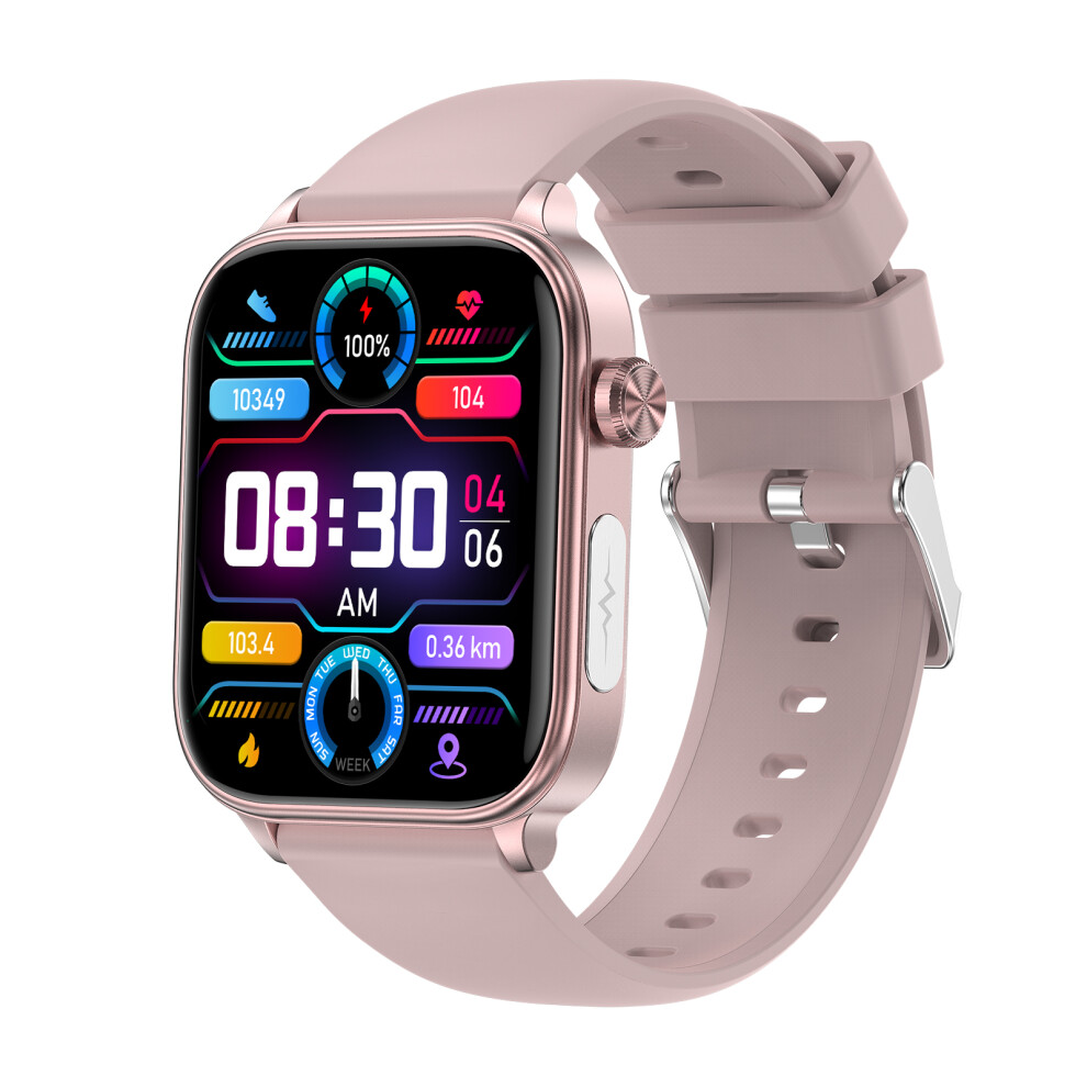 (Pink) Smart Watch For Men Women ECG PPG Blood Glucose Lipid Diagnostic Detector Health Tracker Bluetooth Call