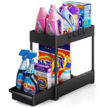 Under Sink Organizers and Storage, 2 Tier Sliding Cabinet Basket Organizer Drawer