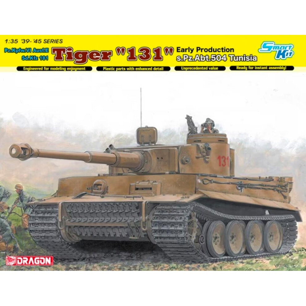 Dragon 6820 Tiger I '131' s.Pz.Abt 504 Tunisia 1:35 Tank Plastic Model Kit