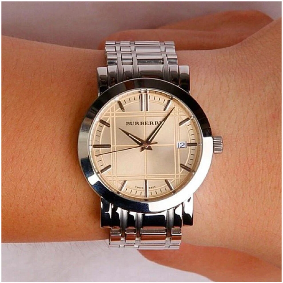 BURBERRY BU1352 MEN'S WATCH SILVER BRACELET BRONZE DIAL SILVER CASE
