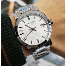 Burberry BU9000 Men's Stainless Steel Watch, Silver Dial & Silver Bracelet, 38mm, Date, 50m WR, Silver Case