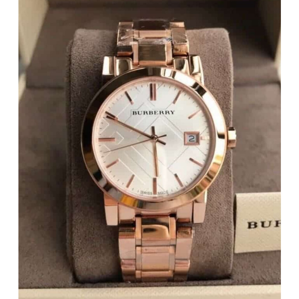 BURBERRY BU9004 UNISEX WATCH ROSE GOLD BRACELET WHITE DIAL ROSE GOLD