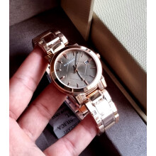 BURBERRY BU9005 UNISEX WATCH ROSE GOLD STRAP BROWN DIAL ROSE GOLD CASE