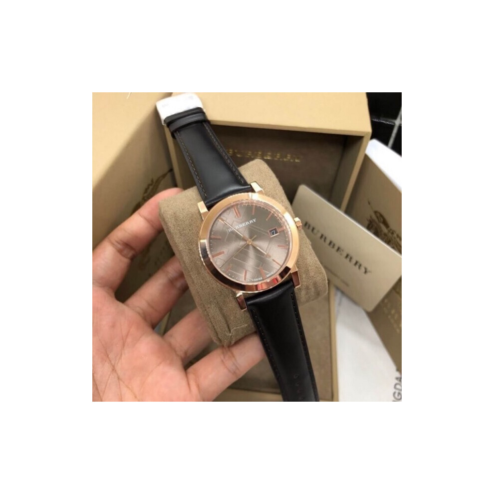 BURBERRY BU9013 UNISEX WATCH BROWN STRAP BROWN DIAL ROSE GOLD CASE
