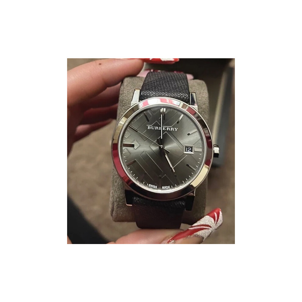 BURBERRY BU9024 UNISEX WATCH BLACK STRAP BLACK DIAL WITH SILVER CASE