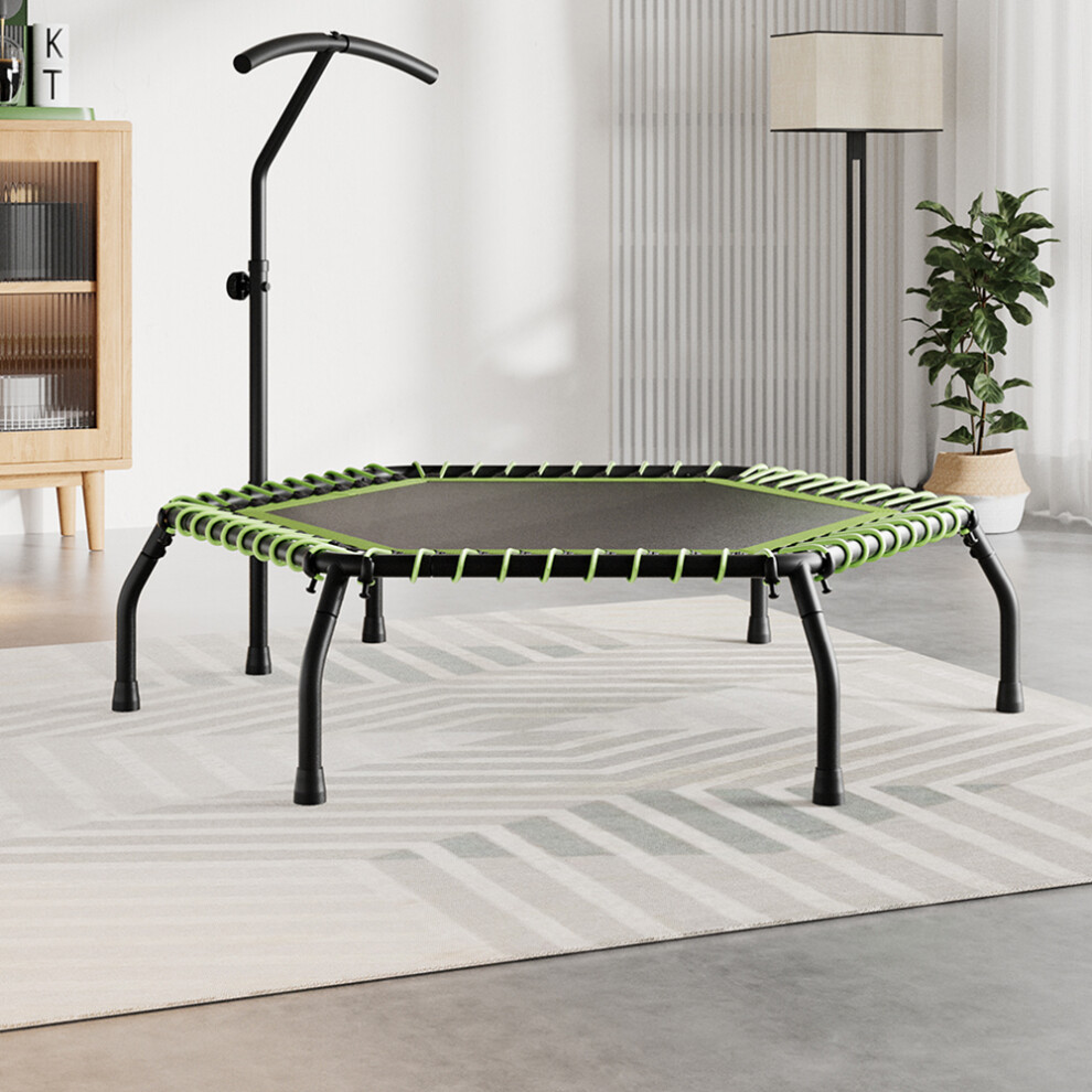 (Black&Green) 48in Bungee Cords Hexagonal Trampoline with Adjustable T-Bar Handle