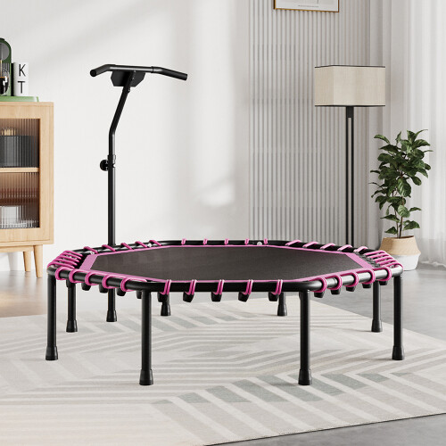 Black Pink 51in Bungee Cords Octagonal Trampoline with Adjustable T Bar Handle on OnBuy