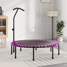 (Black&Pink) 48in Bungee Cords Foldable Round Trampoline with Adjustable T-Handle Bar