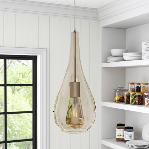 Living And Home Droplet Glass 1 Head Pendant Light Fixture