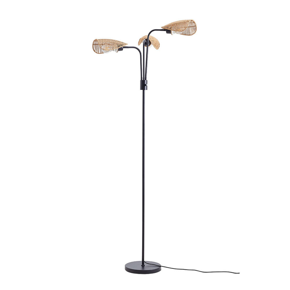 Paper Rope String-Wrapped Lampshade 3-Light Floor Lamp-image-OPC-PFCK5KJ-NEW