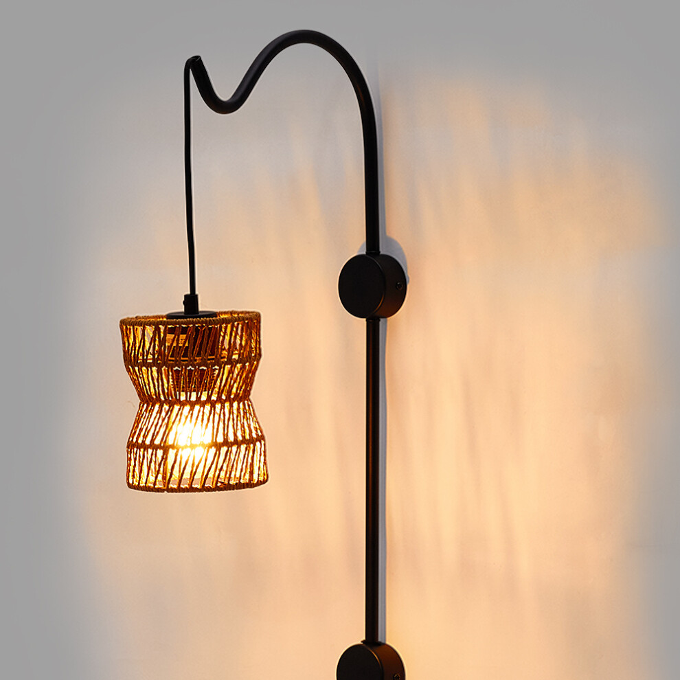 Paper Rope String-Wrapped E27 Single Light Plug-In Wall Light