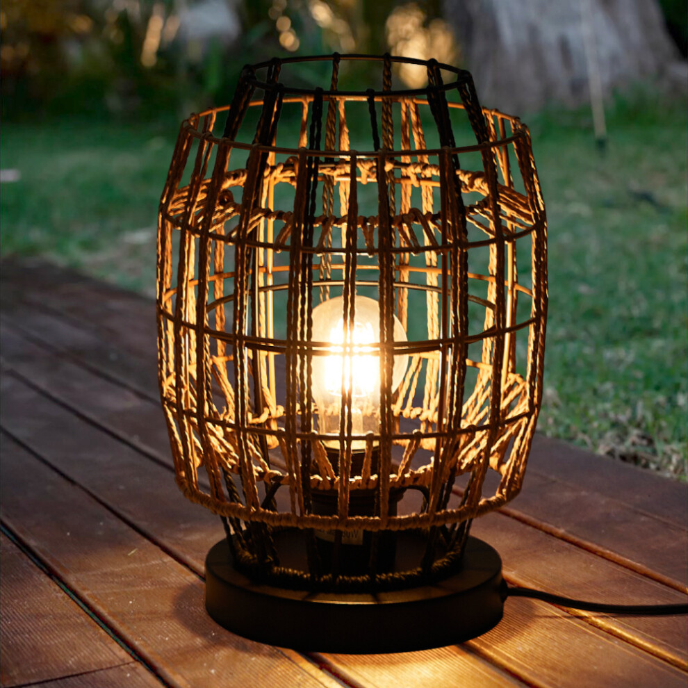 1-Light Hand-Braid Lampshade E14 Table Lamp