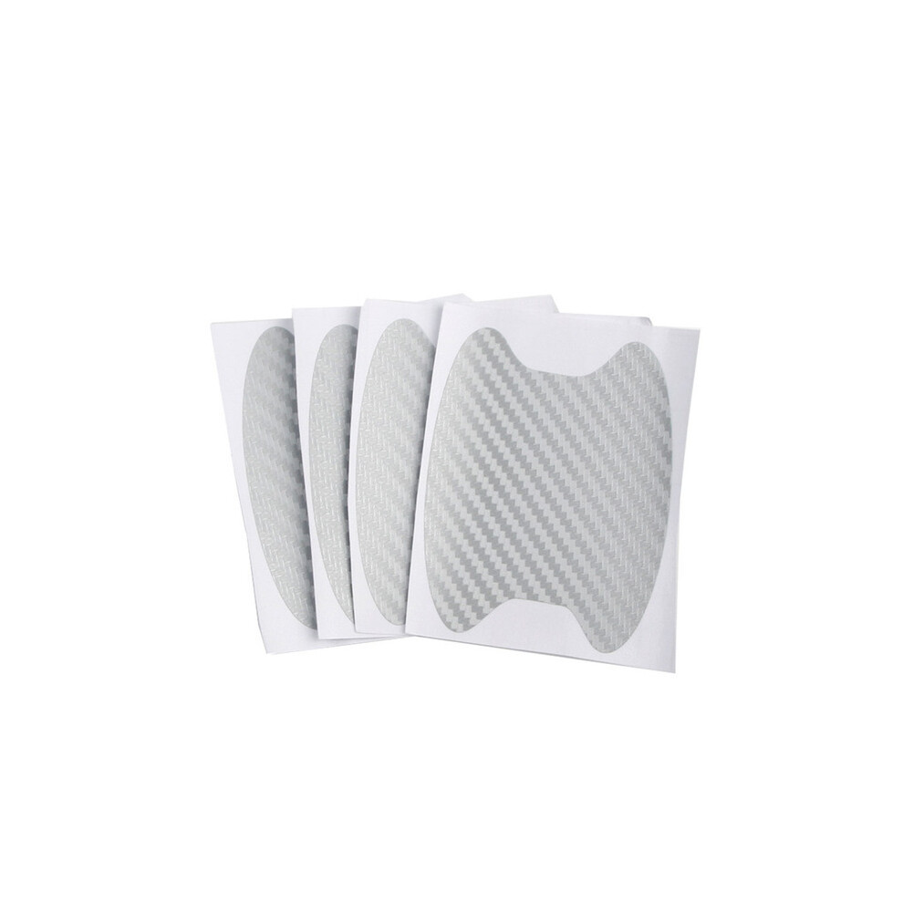 (4Pcs-) 4Pcs Carbon Fiber Car Door Handle Protector Film Anti-Scratch Sticker Silver 4142340563817