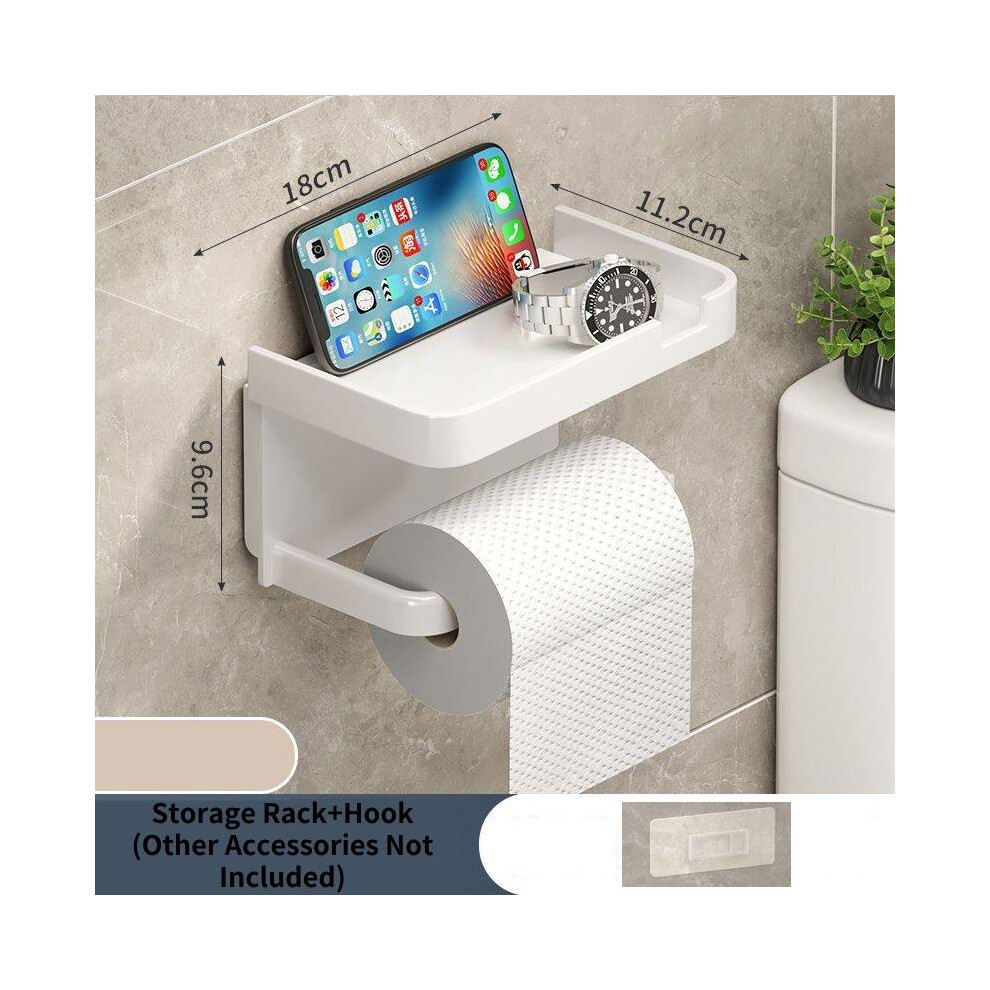 (White) Paper Toilet Boxs Punch Free Storage Rack Household Rolls Paper Wall Mounts