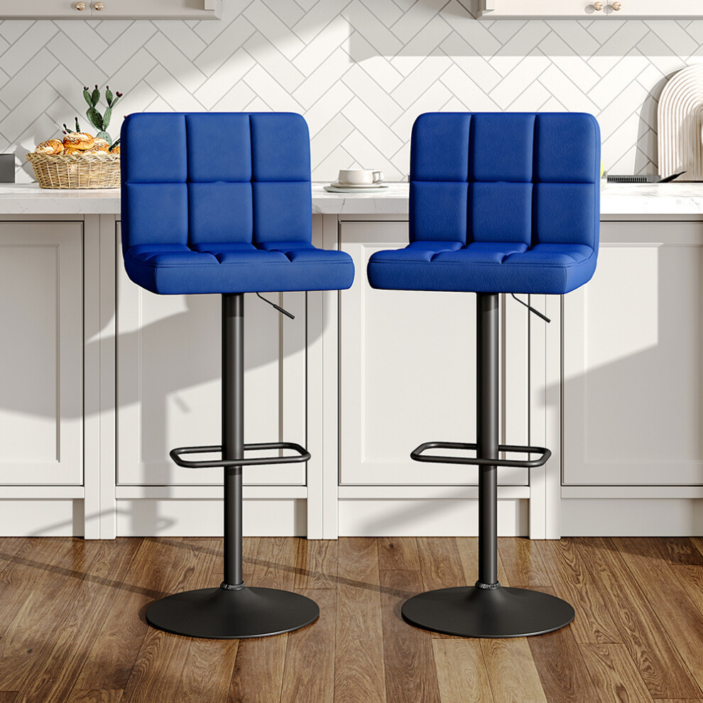 2 Pcs Velvet Upholstery Bar Stools with Low Backrest
