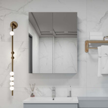 600mm Bathroom Mirror Cabinet 2 Door Wall Hung Cabinet Light Grey