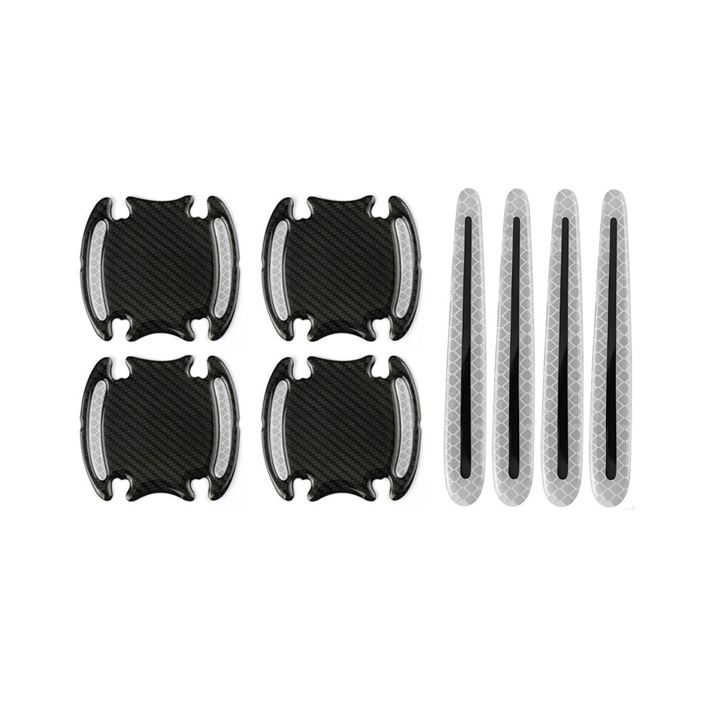 (8Pcs-) 8Pcs Car Handle Door Wrist Reflective Anti-Collision Sticker Strips Anti-Scratch White 4142340563848