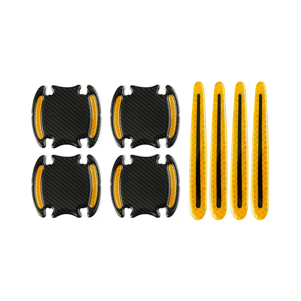 (8Pcs-) 8Pcs Car Handle Door Wrist Reflective Anti-Collision Sticker Strips Anti-Scratch Orange 4142340563855