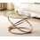 Comfy Living (Gold) Round Abstract Tempered Glass Coffee Table Chrome Effect Frame In Gold Or Silver 1