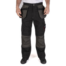 (Black, 36W/Regular) Lee Cooper Workwear Kneepad Pockets Reflective Holster Pocket Work Cargo Trouser