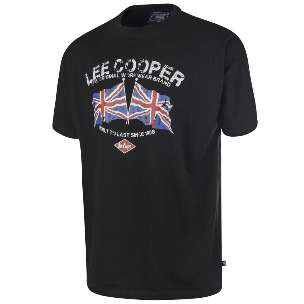 (Black, M) Lee Cooper Workwear Mens Graphic Print Crew Neck Tee Casual Work Cotton T-Shirt