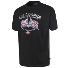 (Black, L) Lee Cooper Workwear Mens Graphic Print Crew Neck Tee Casual Work Cotton T-Shirt