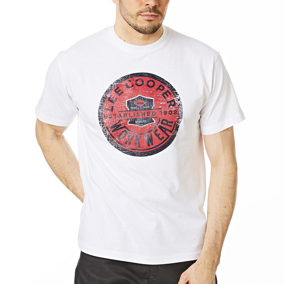 (White, XL) Lee Cooper Workwear LCTS300 Graphic Print Classic T-Shirt